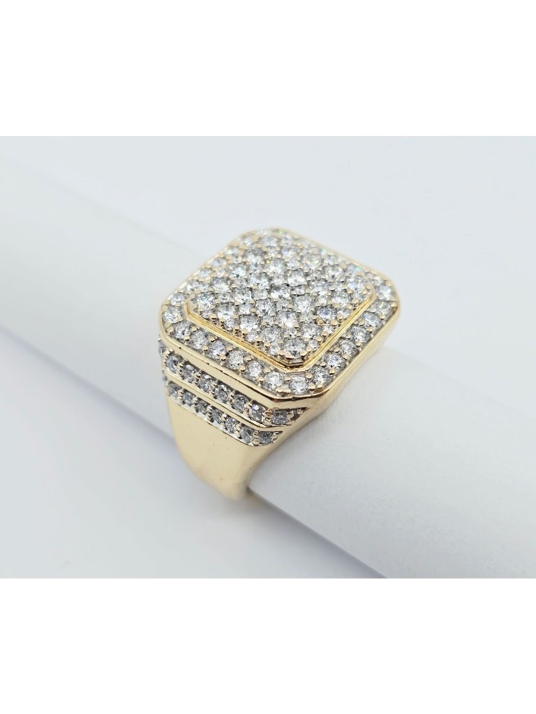 Unique 10k Solid Yellow Gold Designer Lab GrownCvd Mens Cluster Ring  Size 10